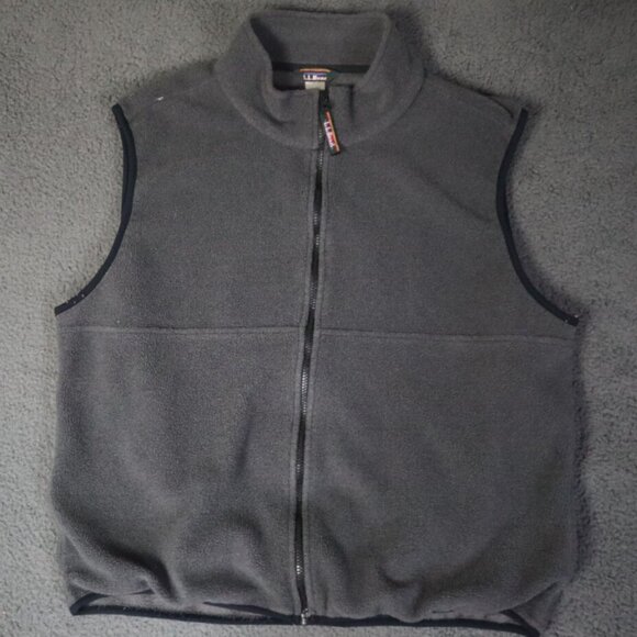 Vintage L.L. Bean Sweater Vest Men's XL Gray Fleece Stand-Up Collar Full Zip - Picture 1 of 7